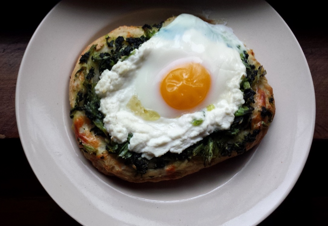 Kale and Ricotta Breakfast Pizza