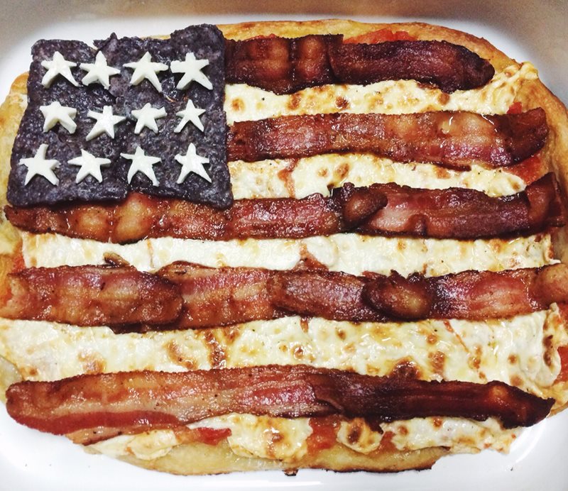 American Flag Pizza with Bacon