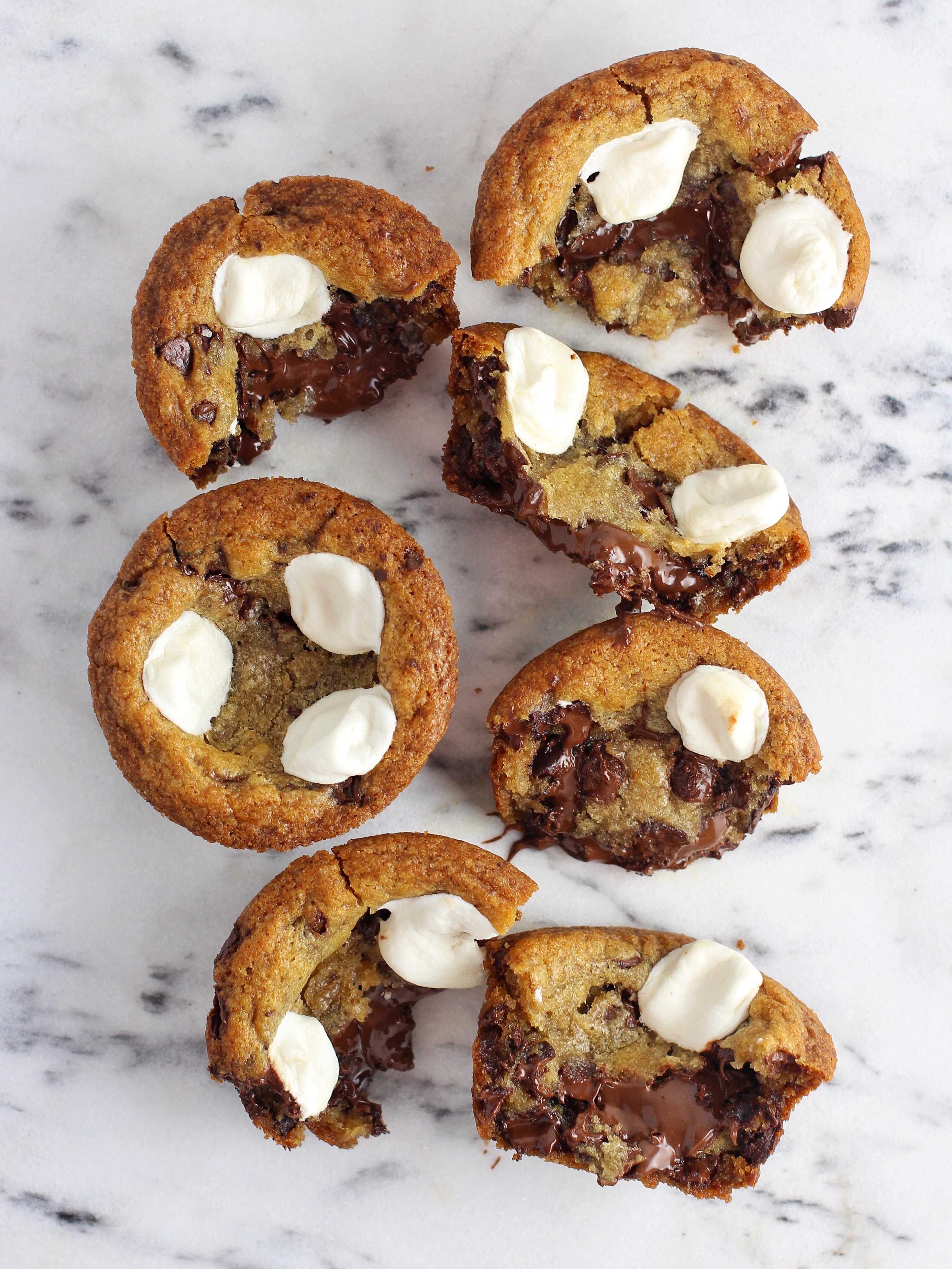 Molten Hazelnut Hot Cocoa Cookies with Nutella & Mini Marshmallows