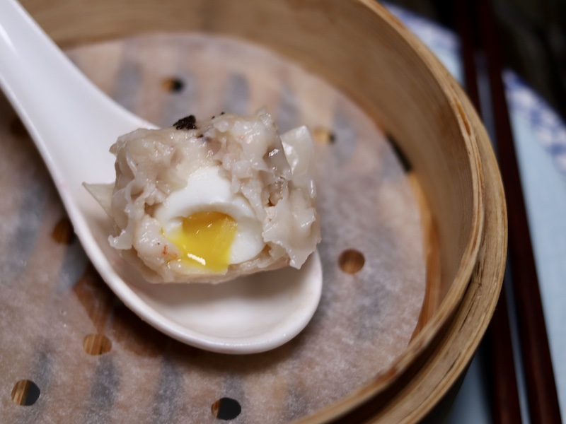 Mott 32 Black Truffle Iberico Pork Quail Egg Siu Mai Inside - Best Hong Kong Restaurants - Photo by Indulgent Eats