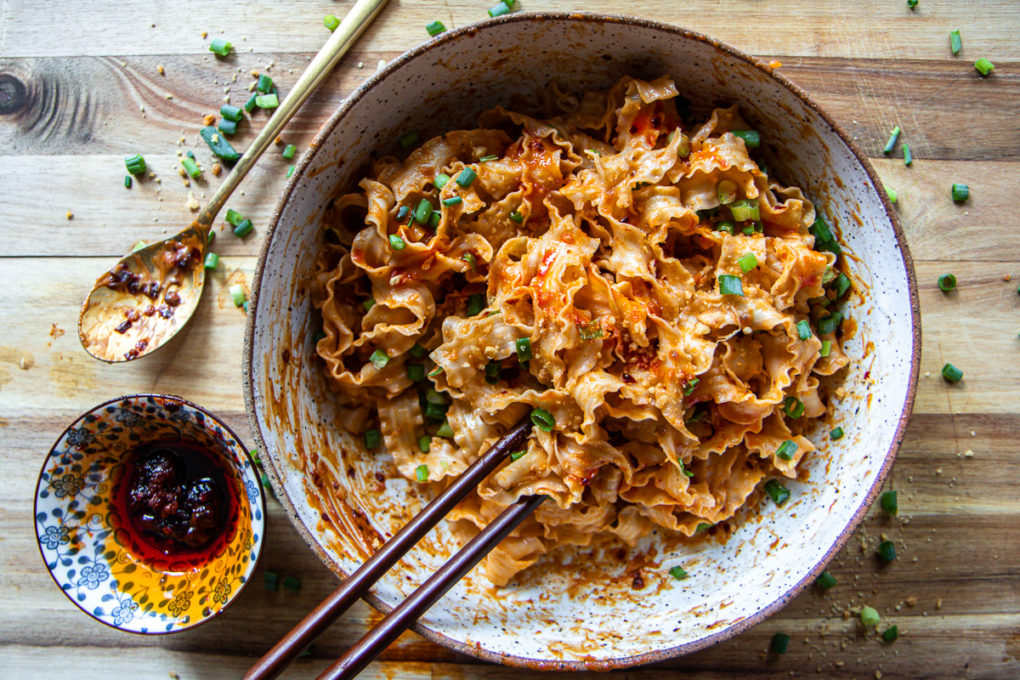 Spicy Peanut Noodles with Fried Garlic & Chili Oil Recipe