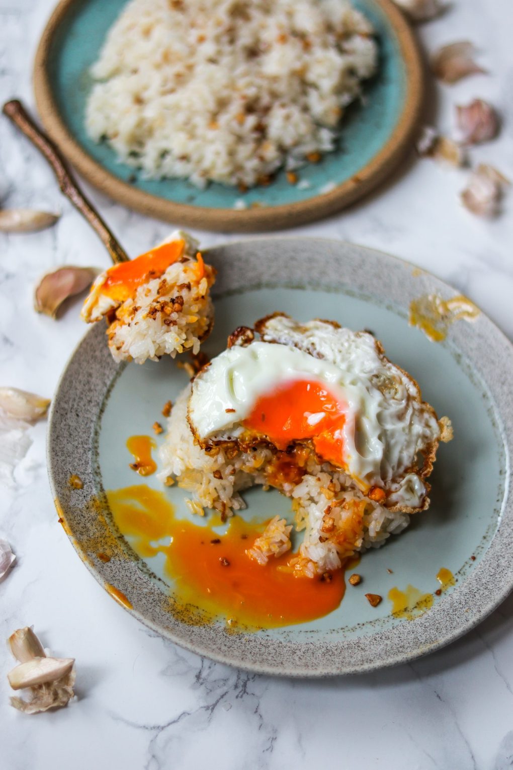 Filipino Sinangag Garlic Fried Rice with Taiyouran Egg Yolk-min