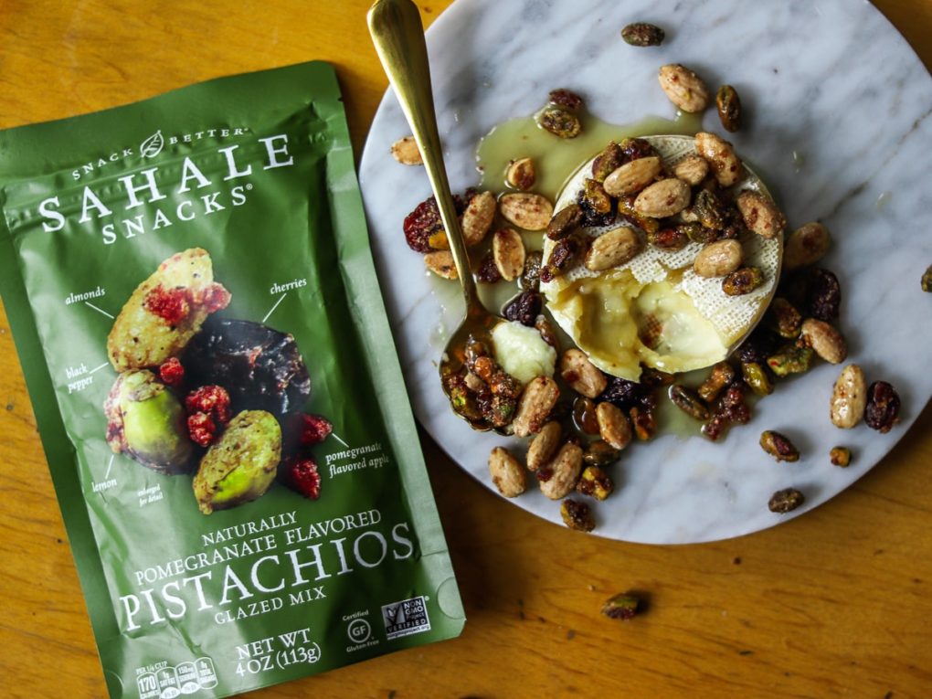 Baked Brie with Sahale Snacks Pomegranate Pistachios