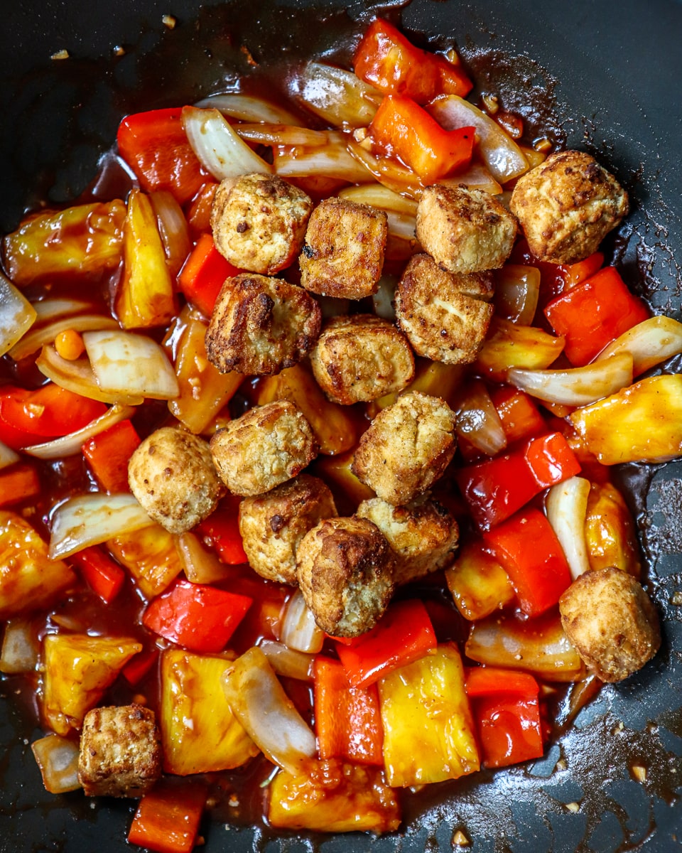 Crispy Vegan Sweet and Sour Tofu with Fly by Jing Chili Oil Air Fryer Tofu Recipe
