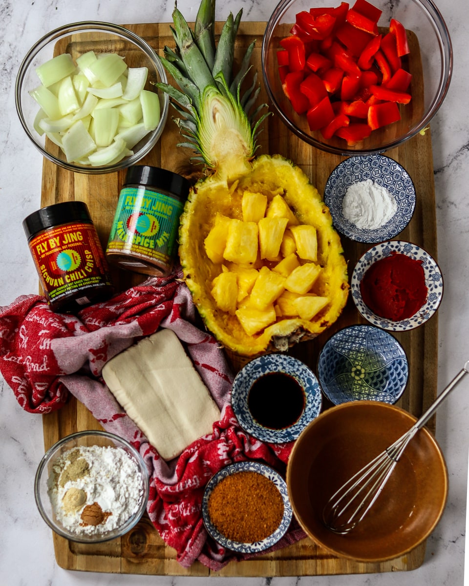 Vegan Sweet and Sour Tofu with Fly by Jing Chili Oil Air Fryer Tofu Recipe Ingredients