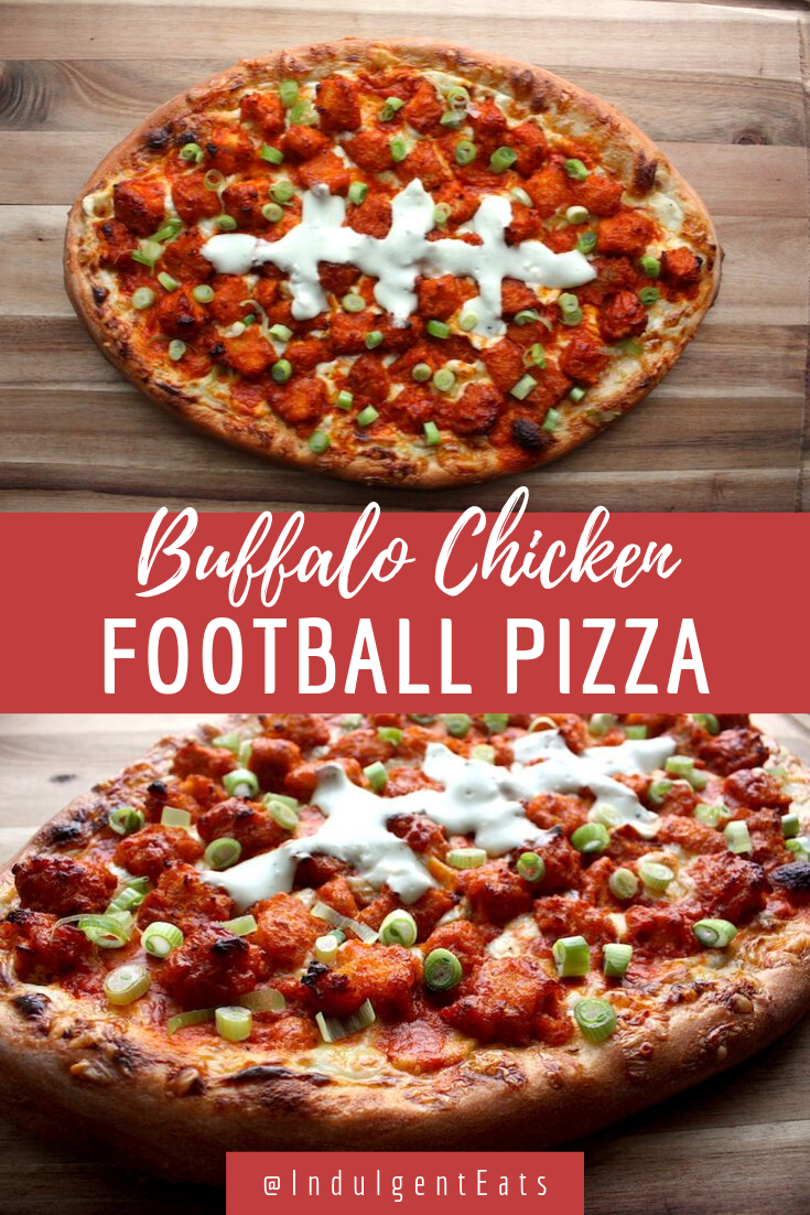 Buffalo Chicken Football Pizza with Garlic Blue Cheese Cream Sauce ...