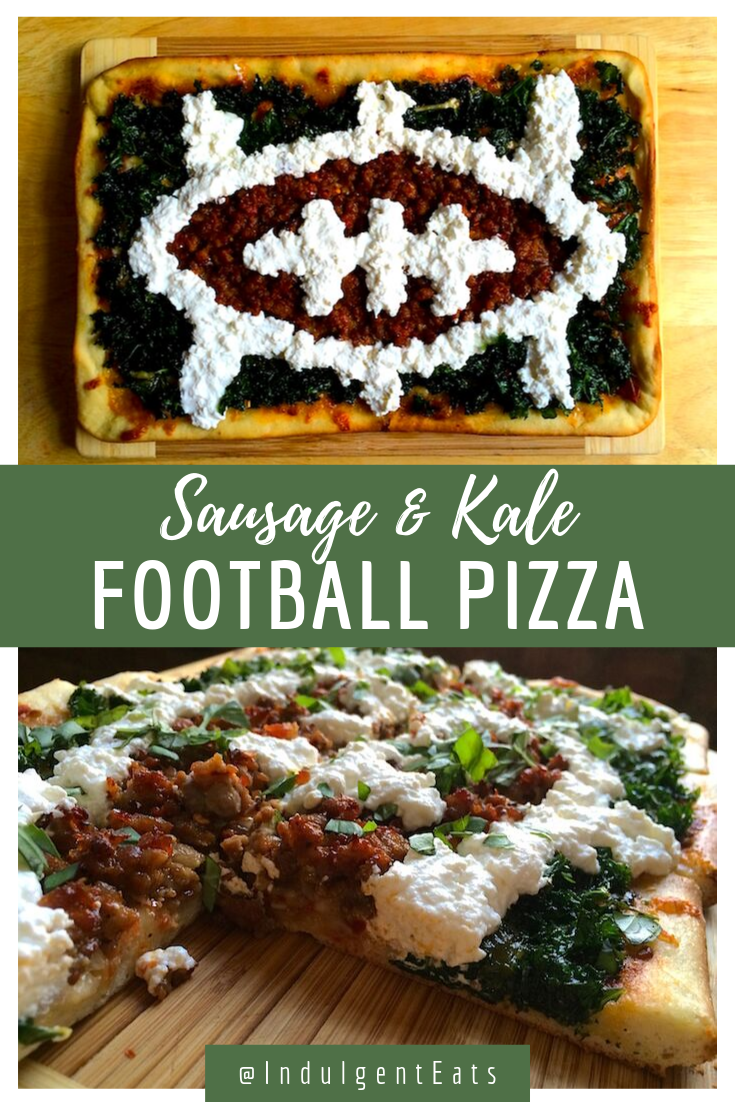 Football Ricotta Greek Superbowl Sausage Kale and Ricotta Football Pizza | Indulgent Eats ...