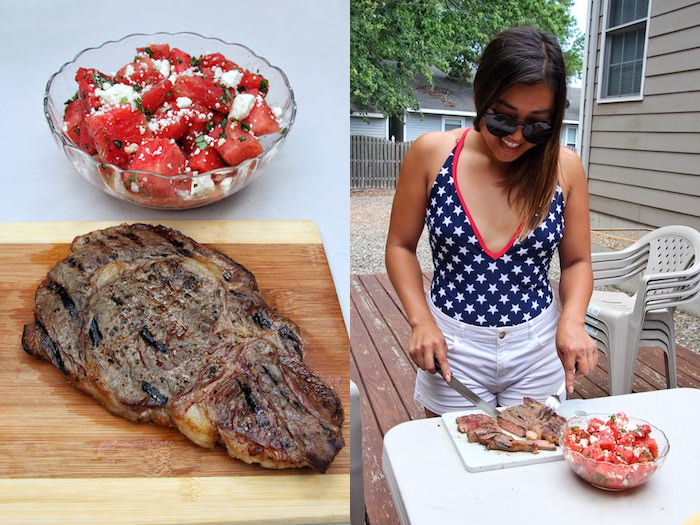 Grilled Steak and Watermelon Salad - Slicing the Ribeye