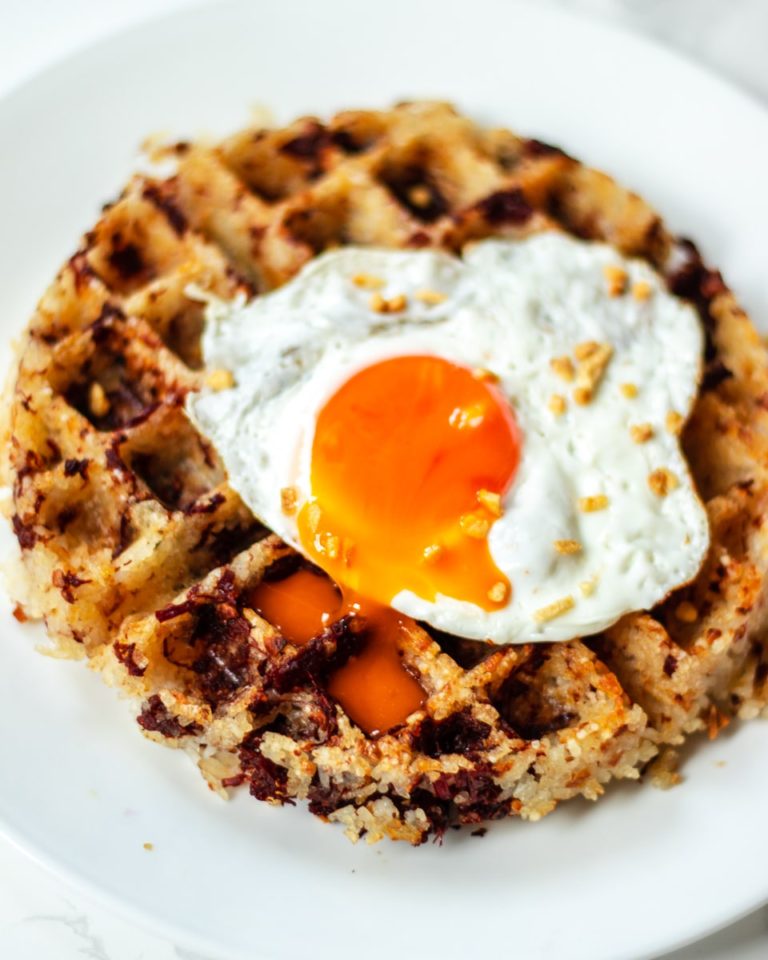 Crispy Garlic Rice Waffles with Corned Beef & Egg (Corned Beef Silog