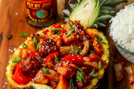 Vegan Sweet and Sour Tofu with Fly by Jing Chili Oil Air Fryer Tofu Recipe