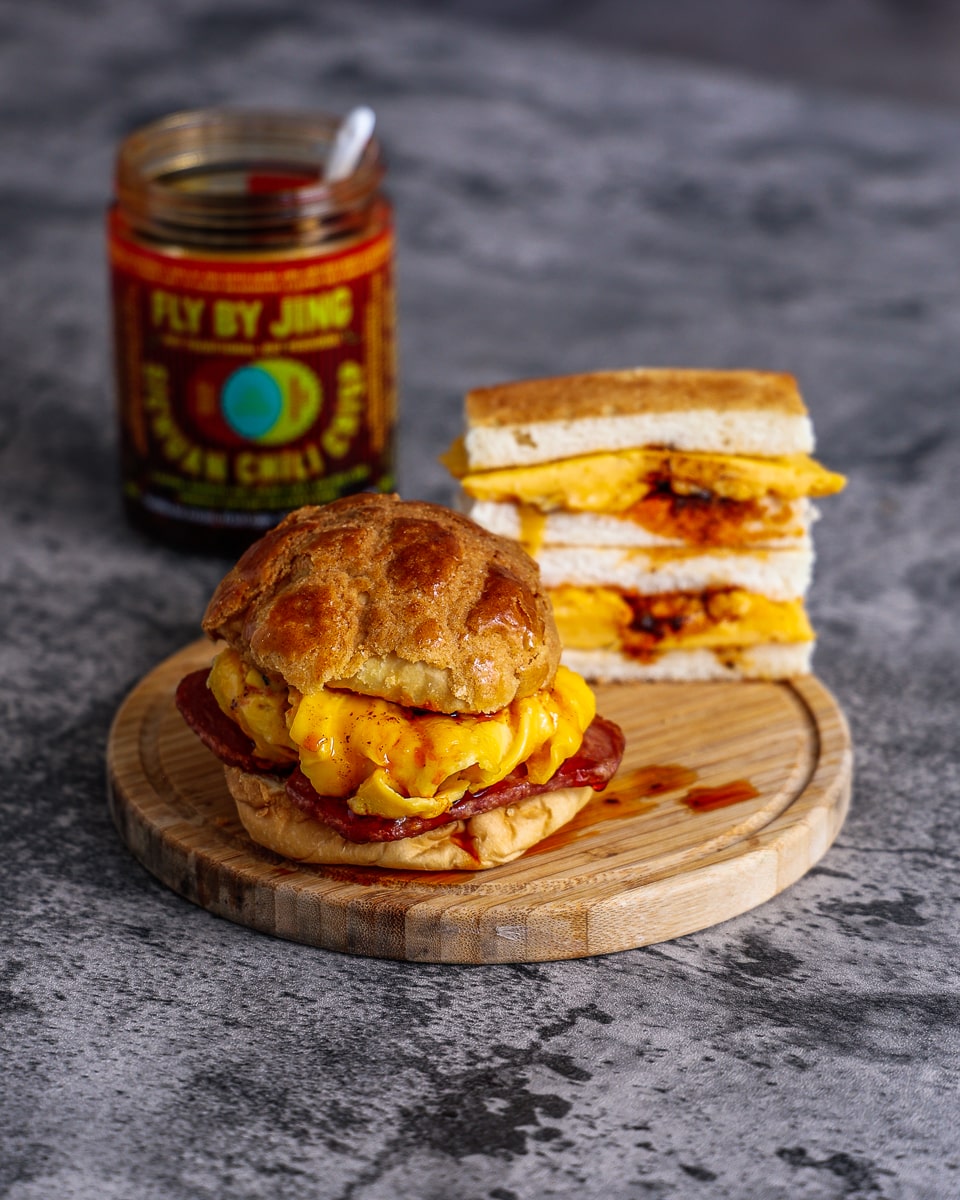 Hong Kong Scrambled Eggs Sandwiches with Fly by Jing Sichuan Chili Crisp