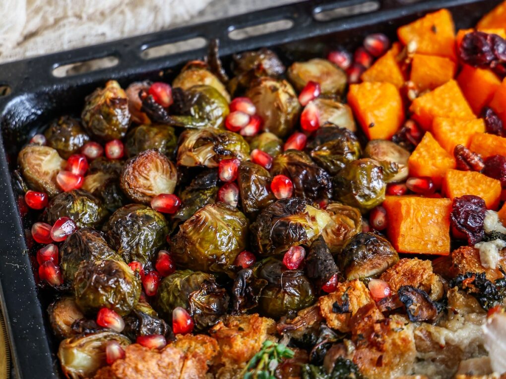 Sheet Pan Thanksgiving Dinner with Teriyaki Brussels Sprouts