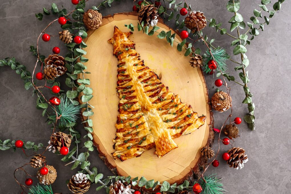Cheesy Puff Pastry Christmas Tree with Brie and Fig Jam-2-min