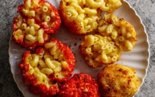 Air Fryer Mac and Cheese Balls with Flaming Hot Cheetos