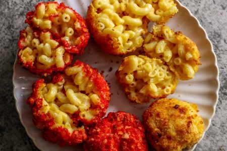 Air Fryer Mac and Cheese Balls with Flaming Hot Cheetos