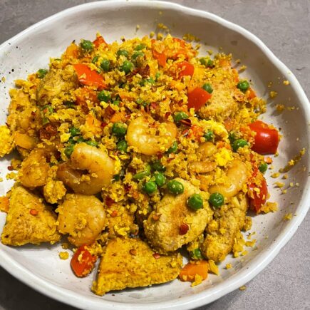 Curry Pork and Shrimp Cauliflower Fried Rice Recipe