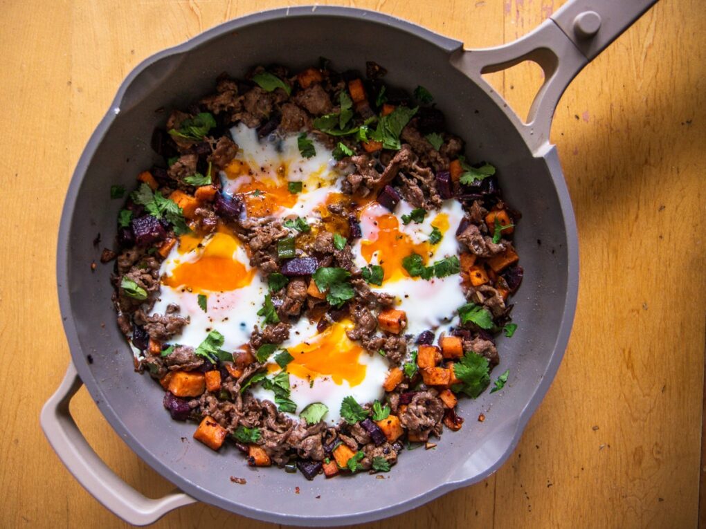 Sweet Potato Hash with Chipotle Beef and Green Chili Recipe