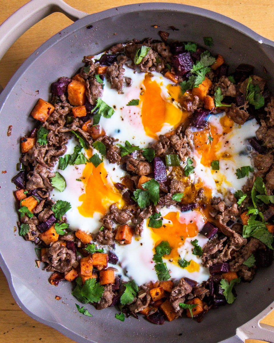 One-Pan Sweet Potato Hash with Chipotle Beef, Green Chili and Eggs ...