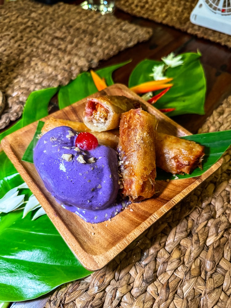 Bayani Peanut Butter & Jelly Turon with Ube Ice Creeam