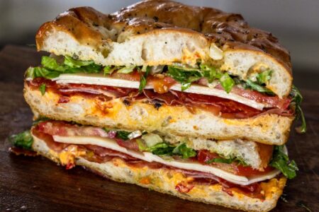 Pregnancy Safe Italian Sandwich on Focaccia Cross Section