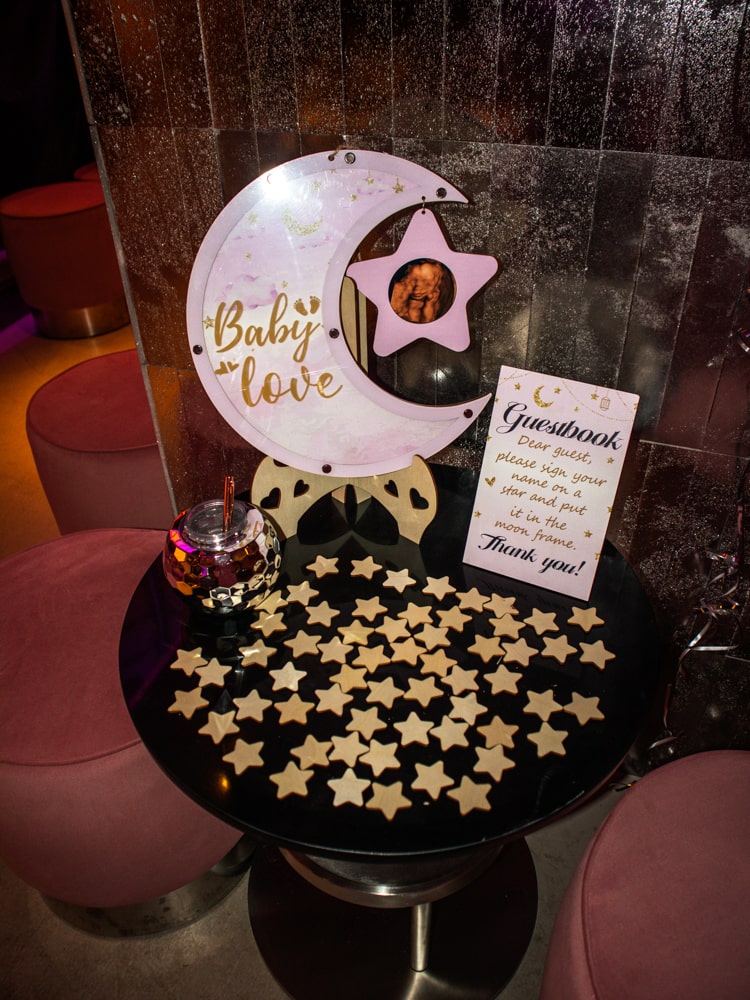 Baby Shower Moon and Stars Wooden Frame Guestbook