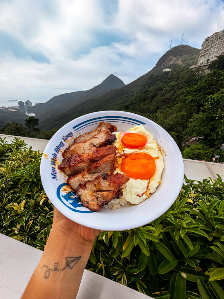 Men Wah Bing Teng BBQ Pork with Sunny Side Eggs over Rice